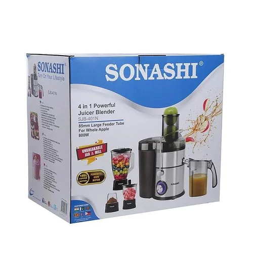 Sonashi SJB-401N 4-in-1 Juicer Blender – 1.5L Powerful Multi-Function Blender, Black &amp; Silver