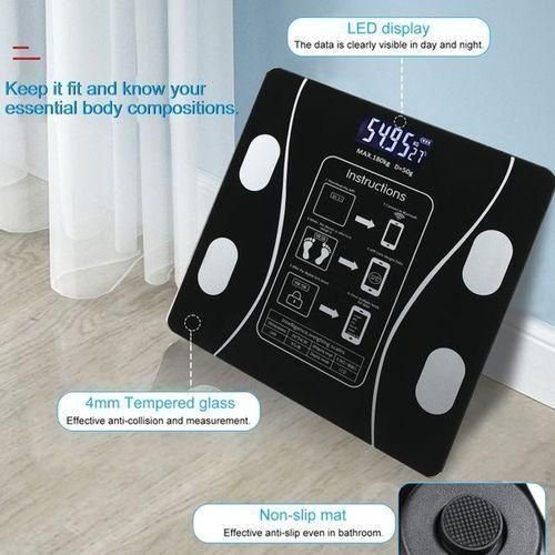 Intelligent Smart Weighing Scales BMI Body Fat Scale-Black