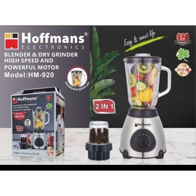 Hoffmans 2 In 1 Ice Crushing Powerful Glass Jar Blender 1.5 Litre