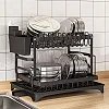 2 Tier Dish Rack for Kitchen Counter – Dish Drying Rack with Draining Tray, Utensil & Cutting Board Holder