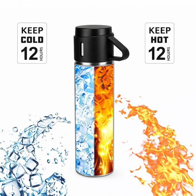 500ml Stainless Steel Vacuum Insulated Thermos Bottle with Cup – Hot & Cold Flask