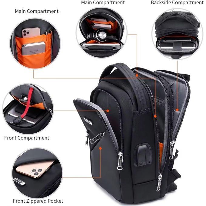 DUSLANG Crossbody Backpack Bag, Shoulder Backpack Chest Bags with USB Charger Port