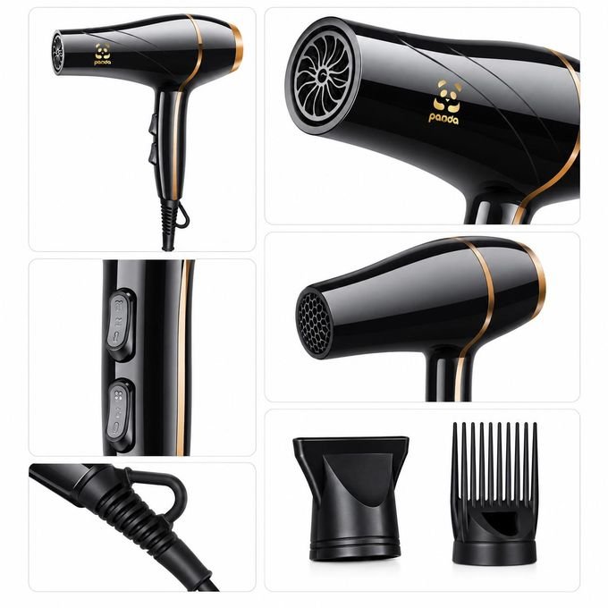 Panda 2200W Professional Hair Dryer – Powerful Fast Drying with Free Comb & Nozzle