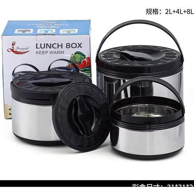 3Pcs Stainless Steel Lunch Box Warmers 2.5L, 5L & 8L