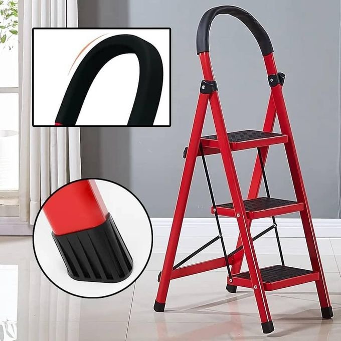 Foldable 3-Step Safety Ladder for Kitchen, Home, Office and Cleaning