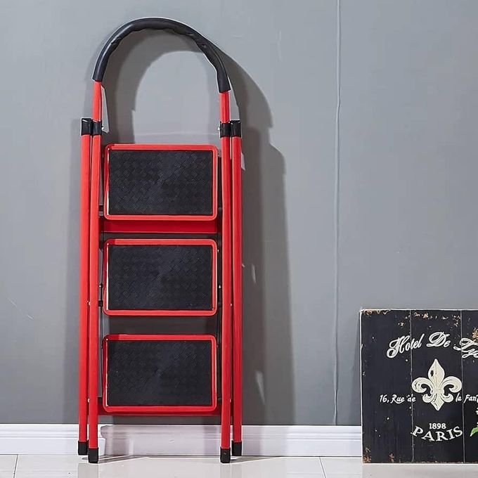 Foldable 3-Step Safety Ladder for Kitchen, Home, Office and Cleaning