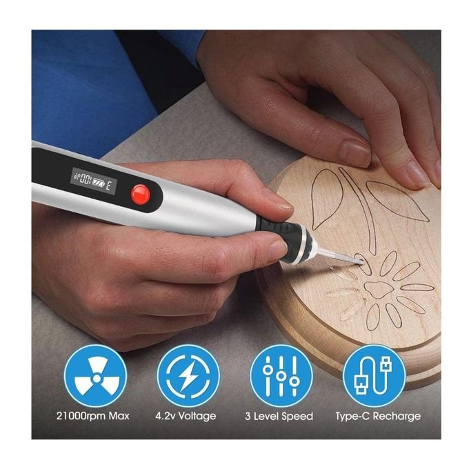 Rechargeable 30-in-1 Engraving Pen Kit – Rotary Tool for Wood, Glass, Metal, Plastic & Leather
