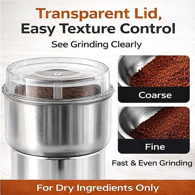 300ml Electric Coffee Grinder – Stainless Steel – Silver