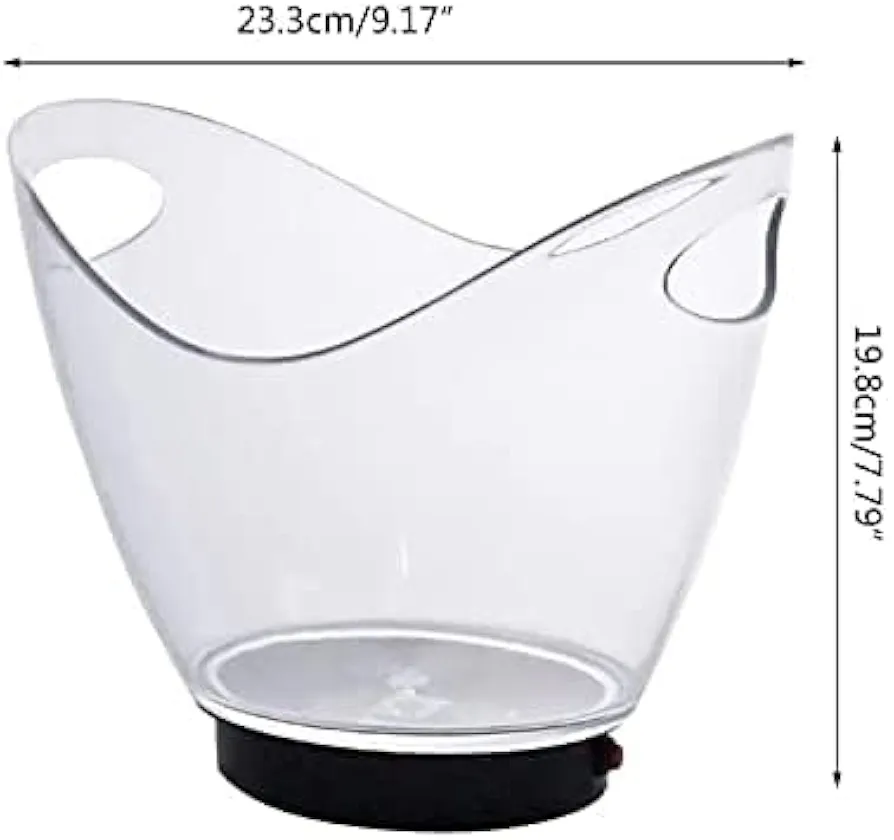 Refrigerated Transparent Ice Bucket，Colorful LED Light Gradient Ice Buckets Bar Wine