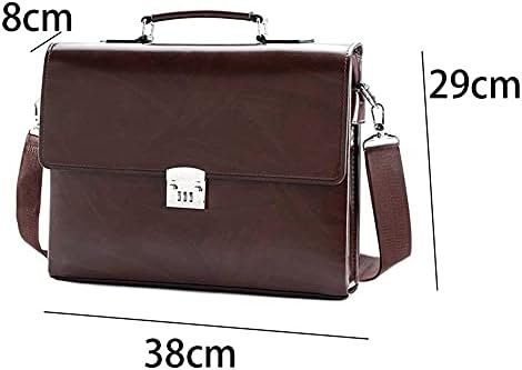 Men's Shoulder Briefcase With Password Lock Computer Leather 15 Inch