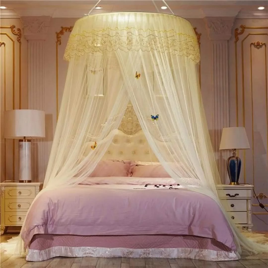 5x6 Elegant Round Mosquito Net- Cream