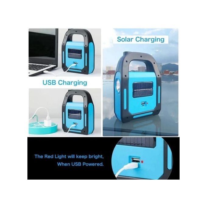 3 Lights In 1 Rechargeable Emergency Led Lamp With Solar - Color Varies