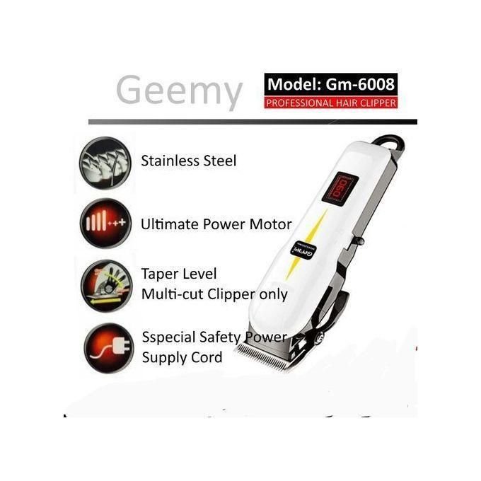 Geemy Cordless Rechargeable Hair Clipper Beard Trimmer & Shaver – White & Black