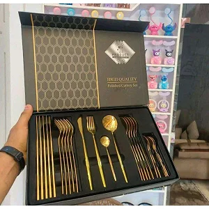 24-Piece Gold Cutlery Set – Mirror Polished Stainless Steel Tableware