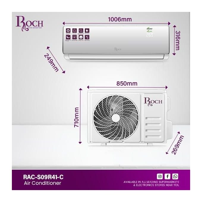Roch 9000 BTU Original Wall Split AC Air Conditioner – White (2YRS Warranty)