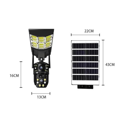 4G 2-in-1 Solar Street Light Camera Outdoor, 12MP Dual Lens PTZ Wireless Security Cam, Two-Way Audio, Motion Detection, Night Vision, IP66 Waterproof, Home Surveillance System