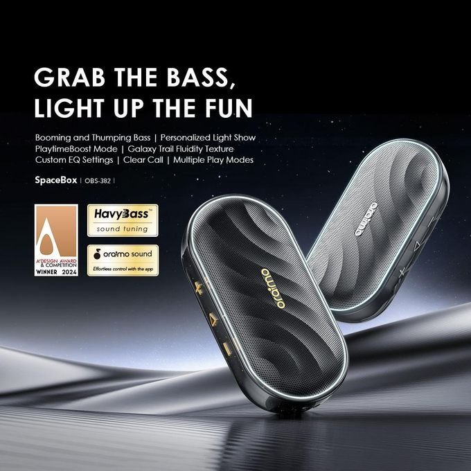 Oraimo SpaceBox Portable Bluetooth Speaker 8W with FM Radio – Wireless Speaker Black