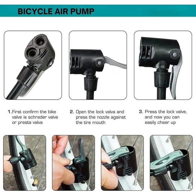 Portable Bicycle Floor Pump with Pressure Gauge – High-Pressure Manual Bike Air Pump for Mountain & Road Bike