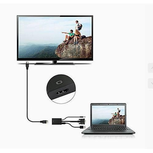 VGA To HDMI Converter Adapter Cable With Audio Output -Black