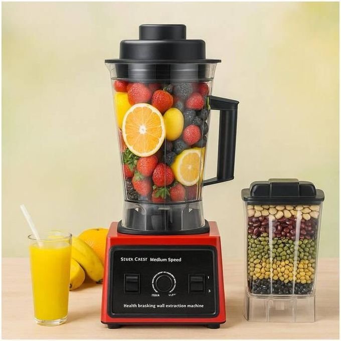 4L SilverCrest High-Power Commercial-Style Blender and Grinder Set (SILVER CREST SC-9009) - Red