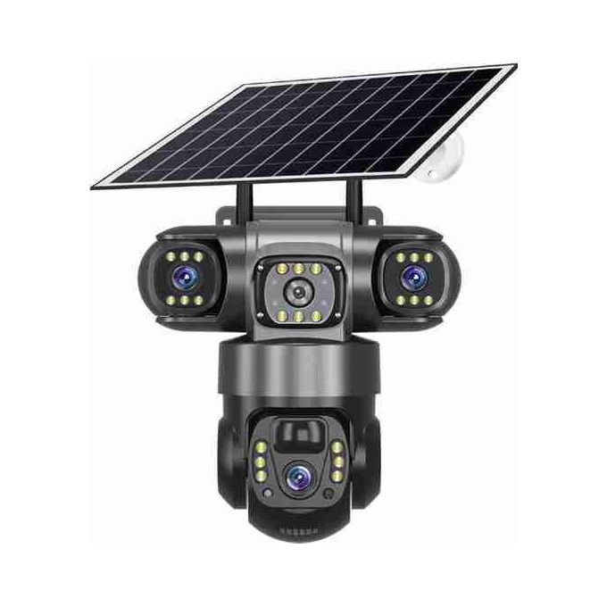 Solar Camera 4G Sim Card Outdoor 3 Lens 3 Screen PIR Human Detect Network IP Cameras Night Vision CCTV Security Protection