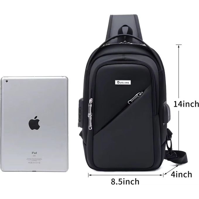 DUSLANG Crossbody Backpack Bag, Shoulder Backpack Chest Bags with USB Charger Port