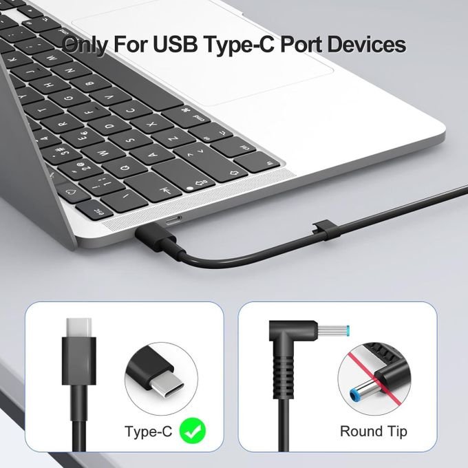 DELL Original USB Type C Charger 65W for Laptop With Power cable-Black