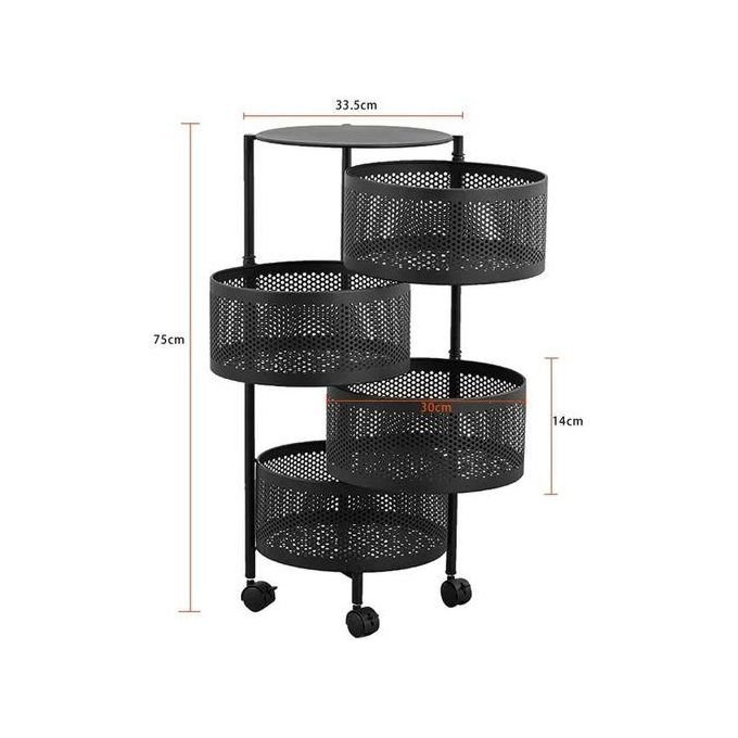 4-Tier Rotating Kitchen Storage Cart with Wheels