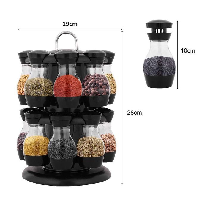 Spice Rotatable Spice Rack with 16 spice jars