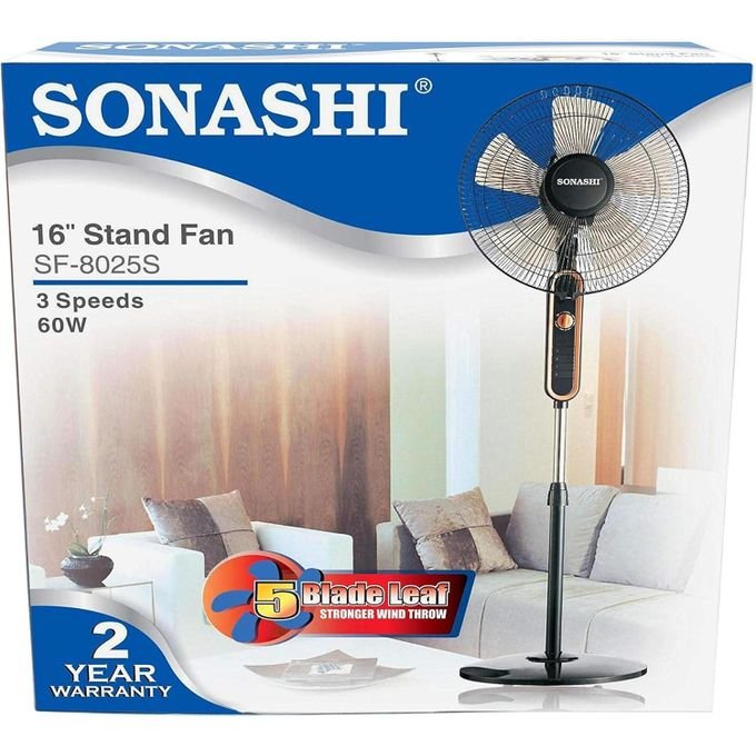 Sonashi Stand Fan 16 In. Pedestal Fan With 3 Speed Switch-Multi