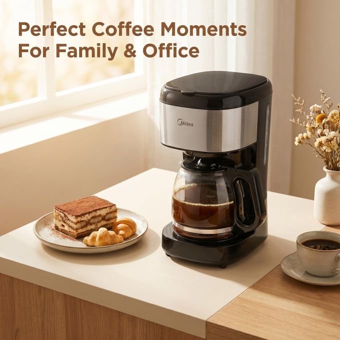 Midea 1.5L 12-Cup, Touchscreen, Drip Coffee Maker (MA-D1502W2M )- Black