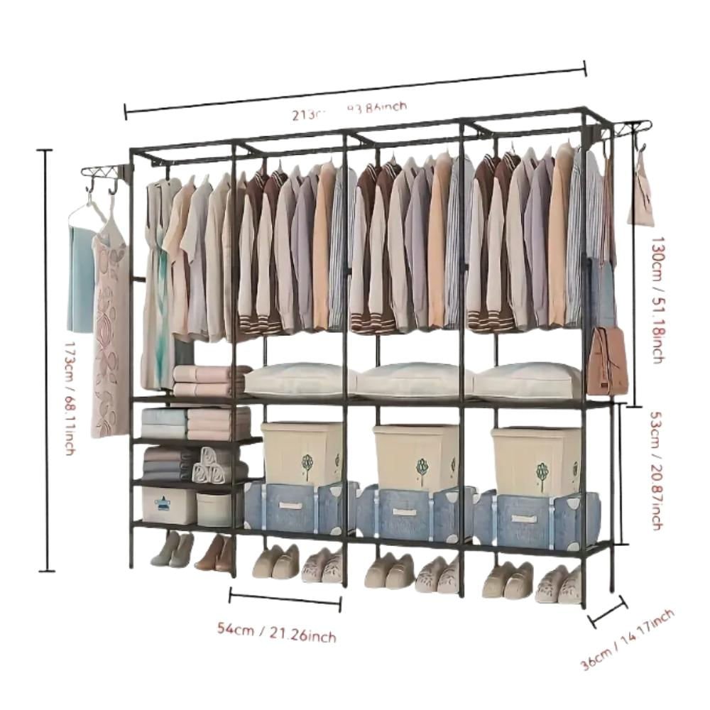 4 Column Portable Fabric Wardrobe Closet Organizer – Multicolor