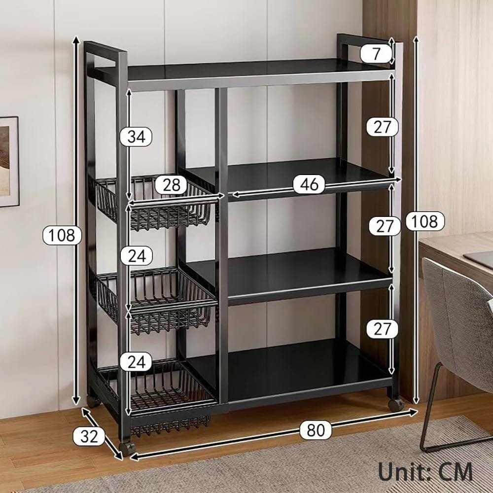 Kitchen Rack Vegetable Storage Rack with Movable Wheels