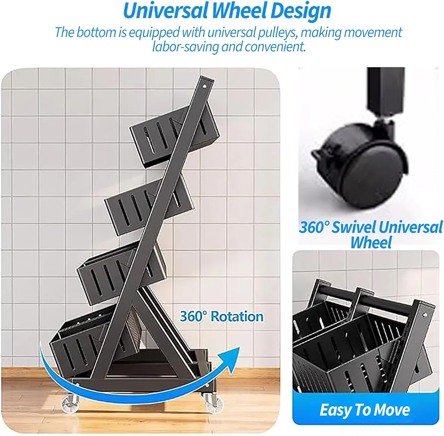 4-Tier Kitchen Pantry Rack with Wheels – Fruit, Vegetable & Snack Storage Organizer