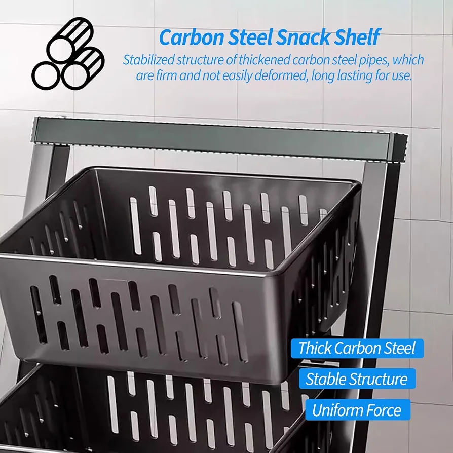 4-Tier Kitchen Pantry Rack with Wheels – Fruit, Vegetable & Snack Storage Organizer