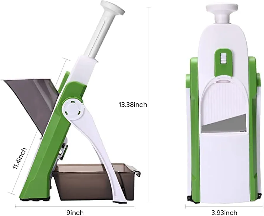 Vegetable & Fruits Chopper Cutter with Stainless Steel Blade & Safety Holder/Pusher with Adjustment