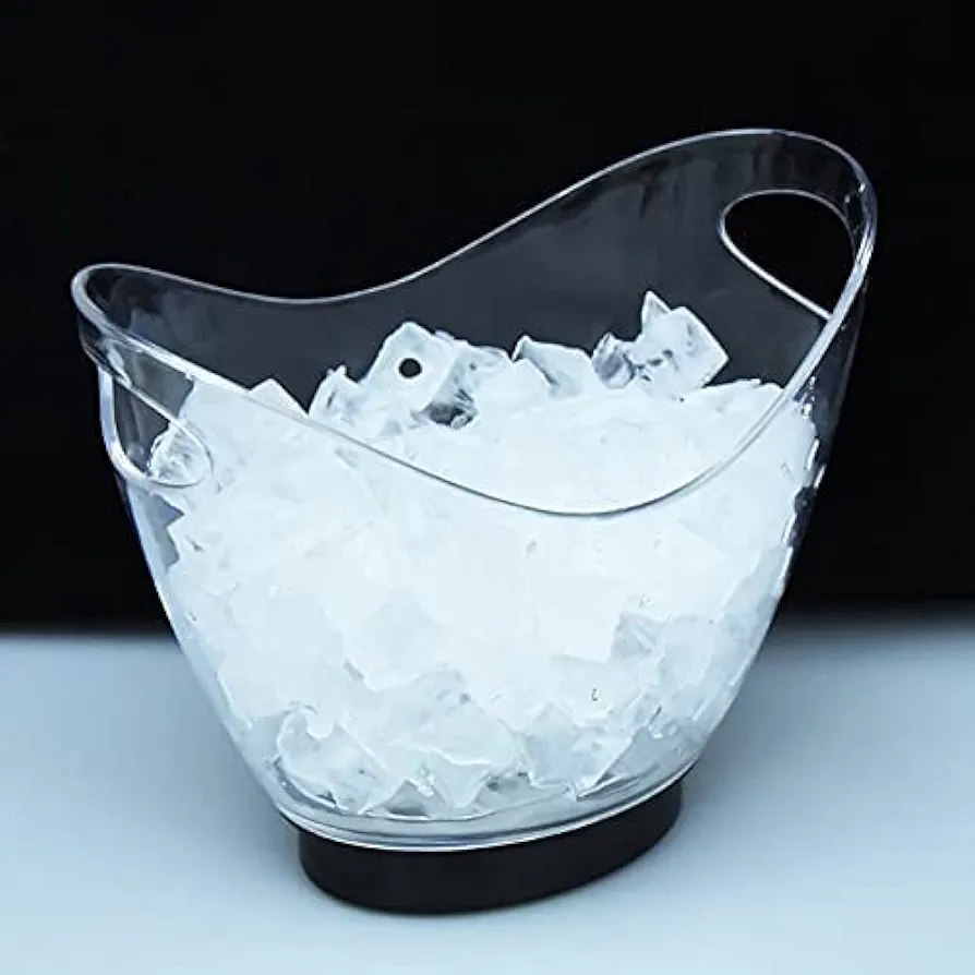 Refrigerated Transparent Ice Bucket，Colorful LED Light Gradient Ice Buckets Bar Wine