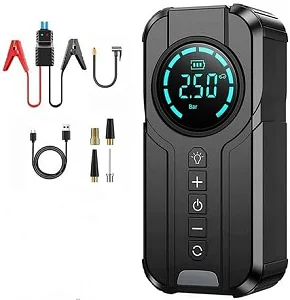 10000mAh Car Jump Starter & Portable Air Compressor with LED Flashlight and USB-C Fast Charging