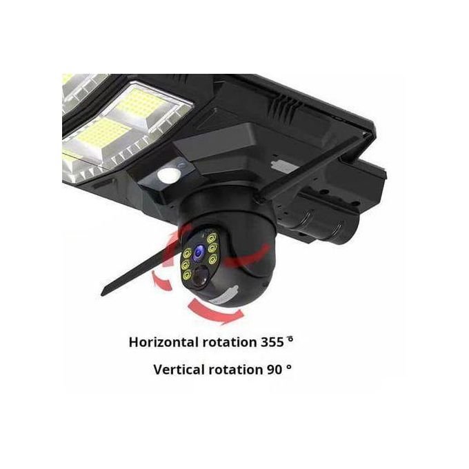 450W Integrated Solar LED Street Light with CCTV Camera - Black