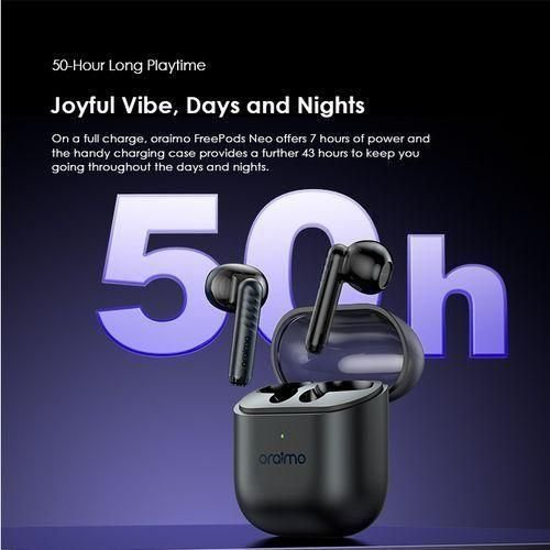 Oraimo FreePods Neo True Wireless Earbuds 50-hr Long Playtime Half In Ear - Black