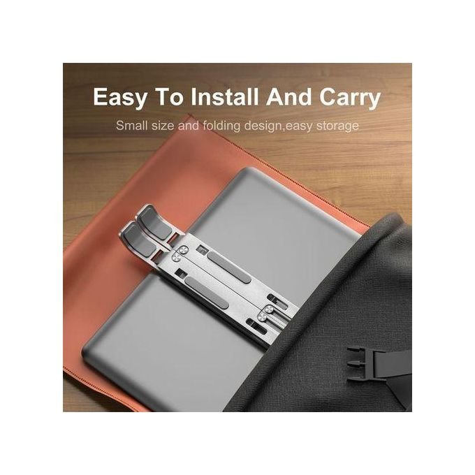 Adjustable Aluminum Laptop Stand – Silver – 5Kg Load Capacity