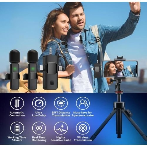 Double Wireless Lavalier Microphone For iPhone/Android Phones