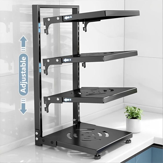 Adjustable Heavy-Duty Pot & Pan Rack Organizer with Dividers – Kitchen Cabinet & Countertop Storage Holder