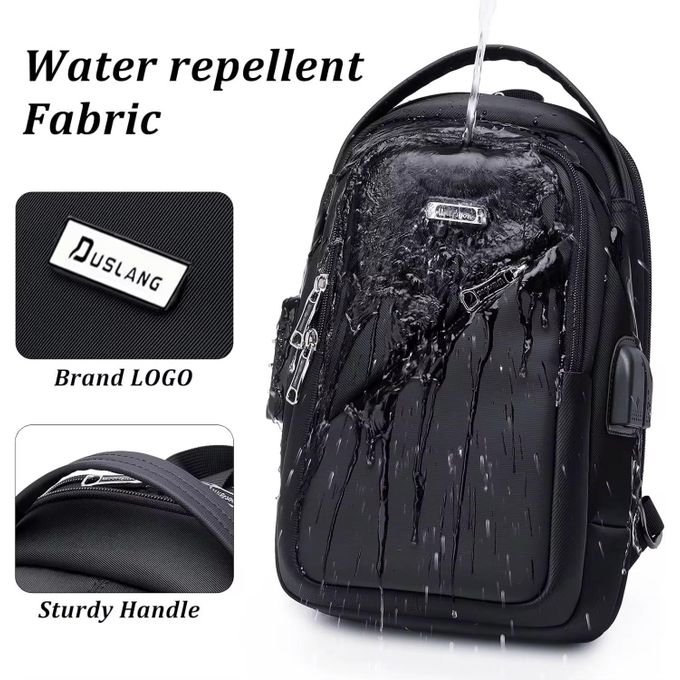 DUSLANG Crossbody Backpack Bag, Shoulder Backpack Chest Bags with USB Charger Port