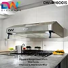 60cm Built-In Kitchen Hood Stainless Steel, Push Button, 3 Speeds, LED Light, Carbon Filter