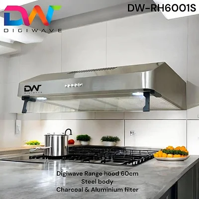 60cm Digiwave Chimney hood Extractor Range Hood - Silver