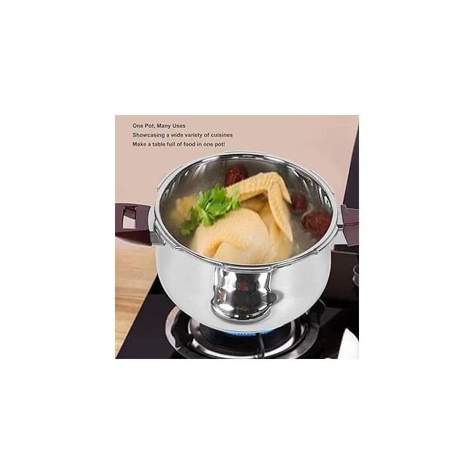 7L Stainless Steel Non Electric Pressure Cooker Mini Pressure Cooker for Induction Gas And Electric Stoves With Ergonomic Handle and Security Guard-Silver