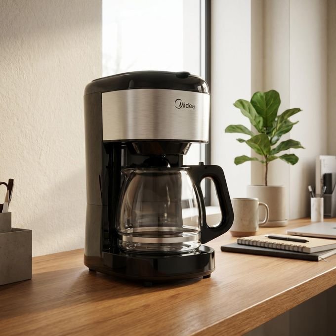 Midea 1.5L 12-Cup, Touchscreen, Drip Coffee Maker (MA-D1502W2M )- Black