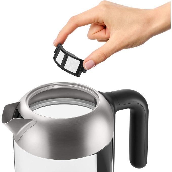 Philips Glass Electric Kettle - 1.7L, 2200W, HD9339/81 Series 5000 Blue LED Light - Black & Silver