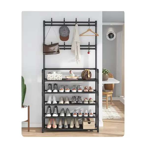 5 Layer Shoe Rack Hat & Coat Rack - Black